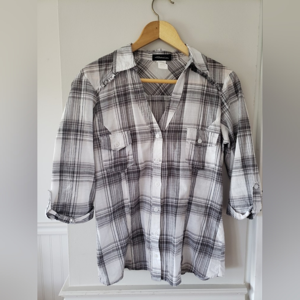 Seductions Plaid Blouse size Large